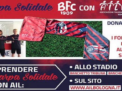 Domenica per Bologna-Atalanta in vendita la Sciarpa Solidale BFC con AIL Bologna