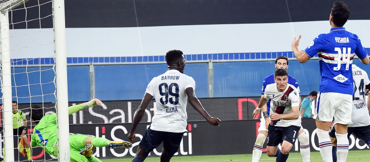 Il Bologna espugna Marassi con Orsolini e un super Barrow. Sofferenza nel finale, ma la Samp deve inchinarsi: 1-2