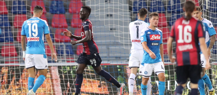 Il solito Barrow risponde a Manolas: Bologna-Napoli 1-1. Il VAR, la sfortuna e un po' d'imprecisione negano la vittoria ai rossoblù