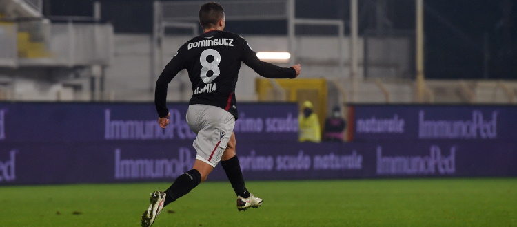 Primo gol in Serie A e in maglia rossoblù per Dominguez, 481° marcatore nella storia del Bologna