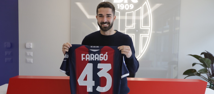 Faragò: "Qui per mettermi a disposizione, il calcio del Bologna mi piace. Ho scelto il numero 43 in onore di Guccini"