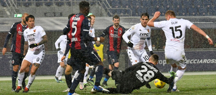 Bologna, un punticino sotto la neve: Viola risponde a Sansone, col Benevento è solo 1-1