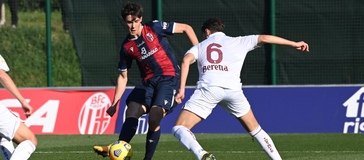 Bologna Primavera fermato sull'1-1 dal Torino a Casteldebole, per Pagliuca gol ed espulsione