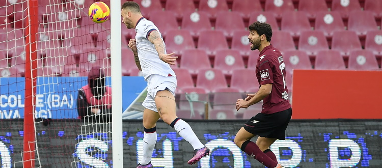 Arnautovic, tanta sofferenza e il solito legno, il Bologna torna da Salerno con un punto: Zortea fa 1-1, la traversa ferma Sansone