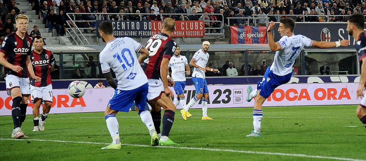Il Bologna non riesce a battere nemmeno la Sampdoria: rossoblù avanti con Dominguez, poi secondo tempo da fantasmi e 1-1 di Djuricic