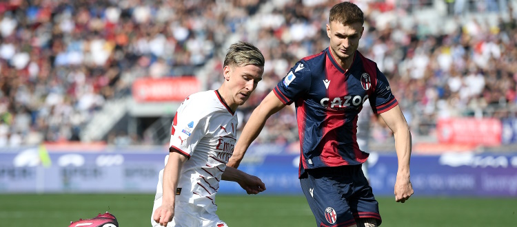 Posch sugli scudi nel Bologna che ferma anche il Milan. Terzo gol da 'numero 9' per Sansone, apprezzabile l'impatto di Moro