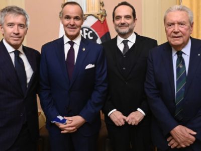 Saputo, Fenucci e gli altri dirigenti rossoblù ospiti al Circolo della Caccia