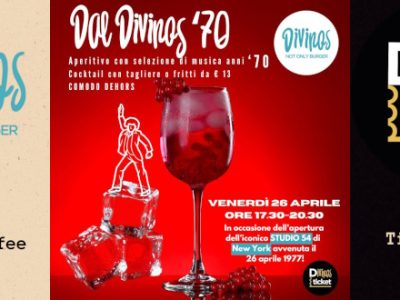 Dal Divinos, venerdì 26 aprile aperitivo a tema anni '70