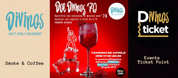 Dal Divinos, venerdì 26 aprile aperitivo a tema anni '70