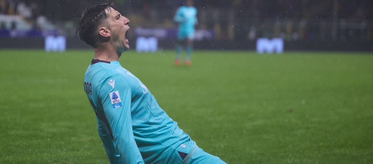 Primo gol in maglia rossoblù per Miranda, 511° marcatore nella storia del Bologna