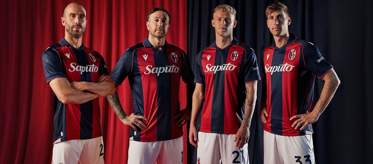 La maglia Home del Bologna per la stagione 2026/27 celebra i 100 anni dello stadio Dall'Ara, grande protagonista la Torre di Maratona
