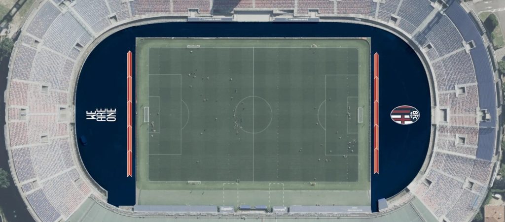 Il Dall'Ara rinnova la sua immagine: nuovo manto in erba sintetica blu a ricoprire la pista d'atletica